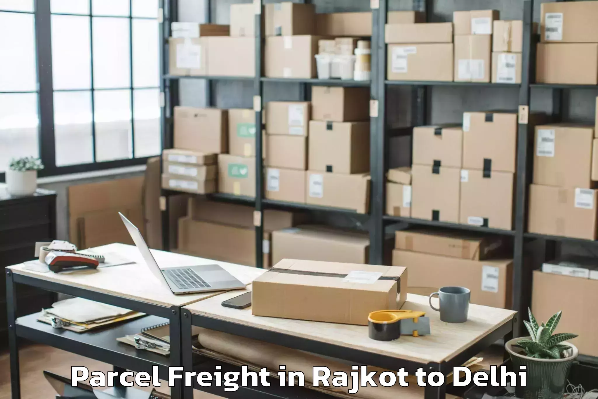 Book Rajkot to Ramesh Nagar Parcel Freight